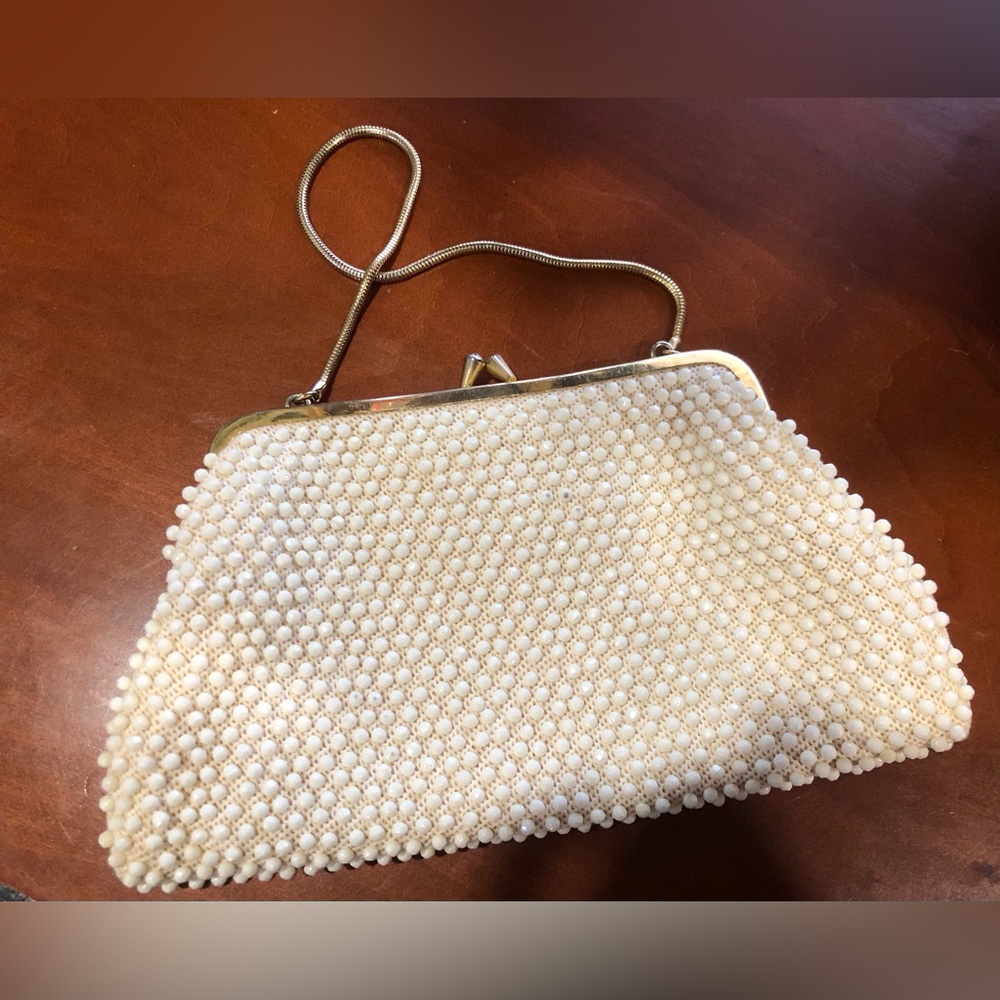 COPY - Sweet VTG Beaded Clutch Handbag with Metal Handle. Made in Hong Kong Wed…